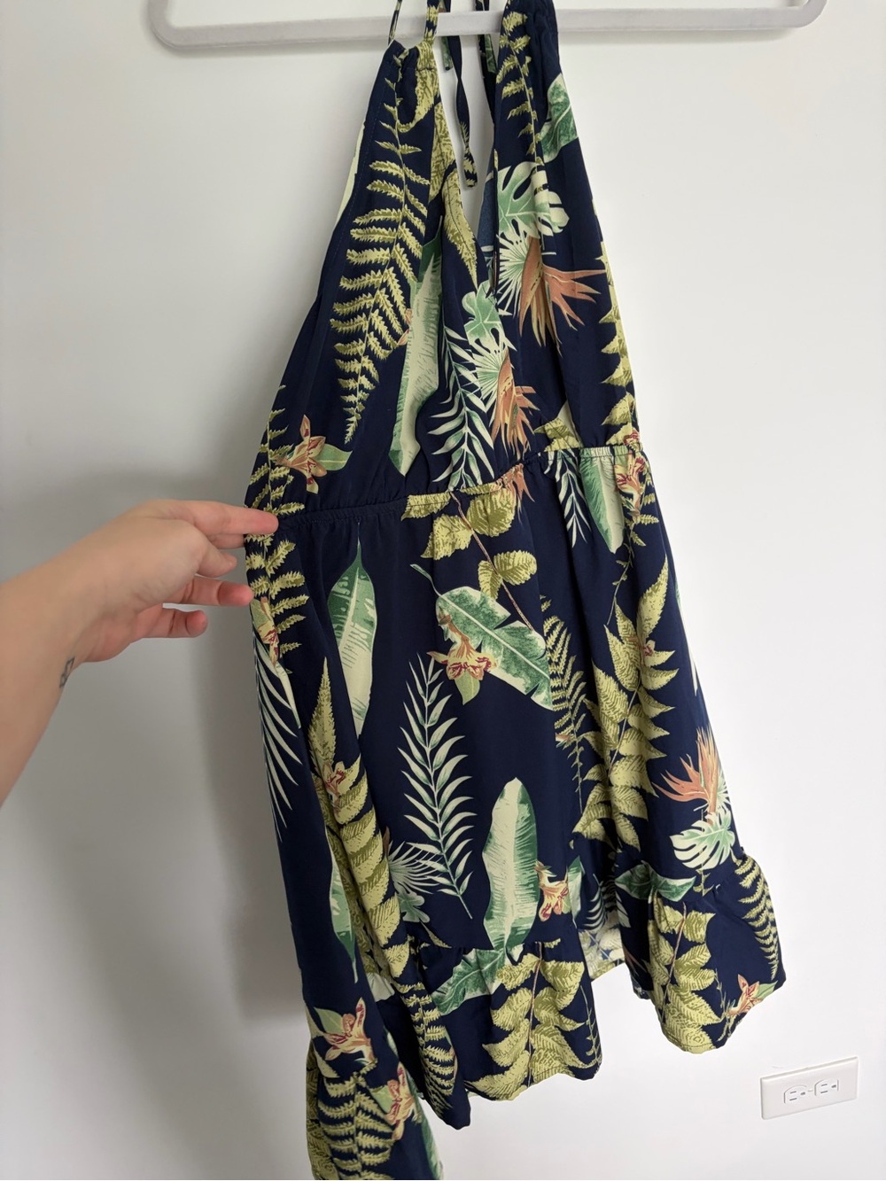 Navy Tropical Print Women's Dress
